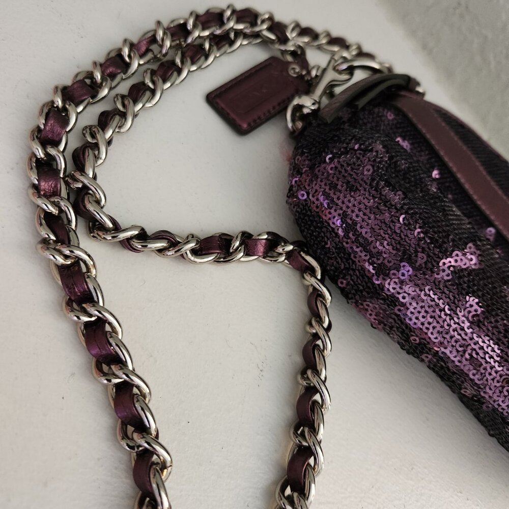 Like New Rare Coach Sequin Purple Crossbody Bag /Clutch Purse - Picture 8 of 12